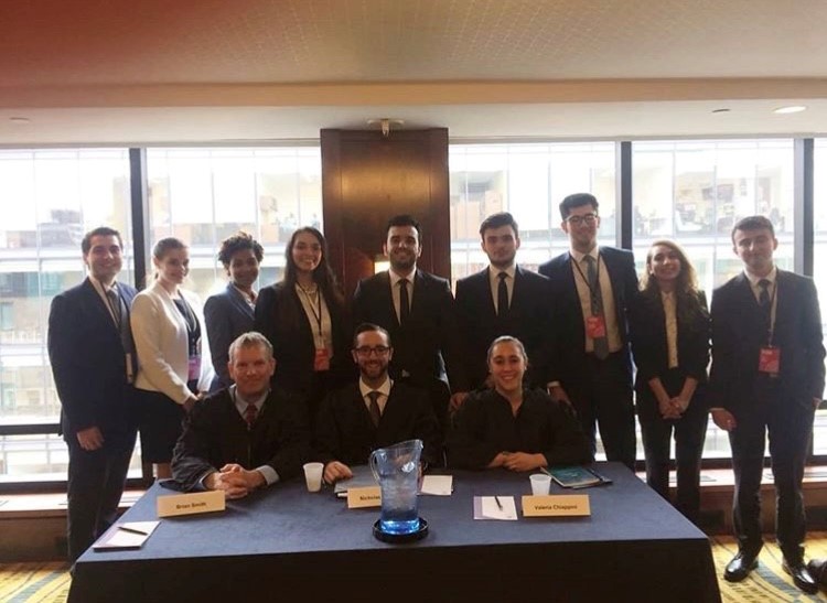 Nicholas serving as president of a judging panel for the Jessup Moot Court Competition in 2018.