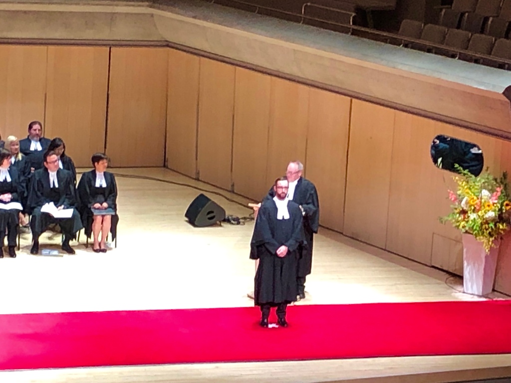 Nicholas getting called to the Bar in Ontario in 2019.